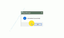 Windows 10 Anwendungs-Tutorial - Nicht löschbare Apps mit dem Tool 10AppsManager löschen - 10AppsManager Meldung, wenn eine App erfolgreich deinstalliert wurde 