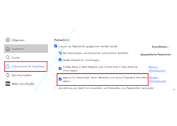 Alarme für gefährdete Passworter im Browser Firefox aktivieren