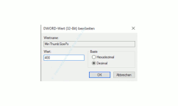 Windows 10 Tutorial - Die Größe der Taskleisten-Vorschaufenster anpassen - Anpassung des Dword-Wertes MinThumbSizePx auf 400 Pixel 