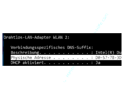  Anzeige der physischen Adresse über den ipconfig-Befehl