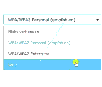 Anzeige der vom Wlan-Router unterstützten Wlan-Verschlüsselungsstandards