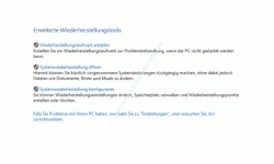 Windows 10 Tutorial - Systemwiederherstellungspunkte löschen – Anzeige Erweiterte Wiederherstellungstools
