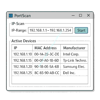 Anzeige von MAC-Adressen mit dem Tool Portscan