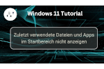Anzeige zuletzt verwendeter Dateien und Apps im Startmenü verhindern