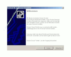 Netzwerk-Anleitung: Windows-Passwort auf Passwortrücksetzungsdiskette sichern! Willkommens-Fenster Assistent Erstellung der Passwortrücksetzungsdiskette