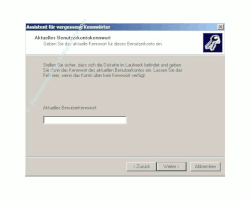 Netzwerk-Anleitung: Windows-Passwort auf Passwortrücksetzungsdiskette sichern! Aktuelles Passwort eingeben Assistent Erstellung der Passwortrücksetzungsdiskette