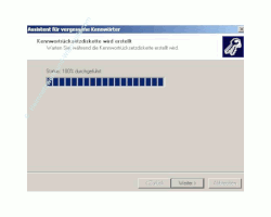 Netzwerk-Anleitung: Windows-Passwort auf Passwortrücksetzungsdiskette sichern! Fortschrittsbalken-Anzeige Erstellung der Passwortrücksetzungsdiskette