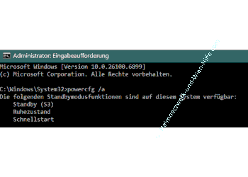 Ausgabe des Befehl powercfg /a in der Eingabeaufforderung