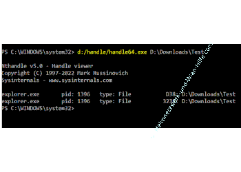 Ausgabe von Dateien eines Ordners, das durch das Tool handle analysiert wurde