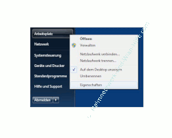 Die Windows 7 Auslagerungsdatei anpassen - Arbeitsplatz - Kontextmenü Eigenschaften wählen