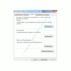 Die Windows 7 Auslagerungsdatei anpassen - Fenster Erweiterte Systemeinstellungen