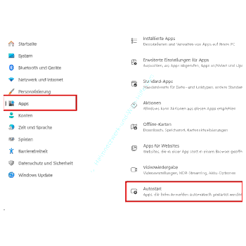 Die Autostart-Programme über die Einstellungen – Apps – Autostart anzeigen lassen