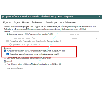 Bedingungen für die Ausführung der Aufgabe auf einem Laptop definieren