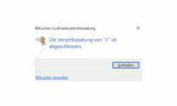Windows 10  Tutorial - Datenträger, USB-Stick und externe Laufwerke sicher mit BitLocker verschlüsseln! - Meldung Die Verschlüsselung ist abgeschlossen 