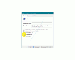 Windows 10 Tutorial - Das versteckte Administratorkonto aktivieren! - Das Administrator Eigenschaften Konfigurationsfenster 