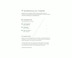 Windows 10 Tutorial - Die Windows 10 Installation auf Neuinstallationszustand zurücksetzen - Das Defender Konfigurationsfenster Geräteleistung- und Integrität 