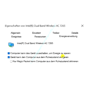 Das Konfigurationsfenster der Eigenschaften einer Netzwerkkarte