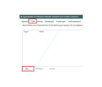 Das Konfigurationsfenster für die Konfiguration eines neuen Triggers aufrufen