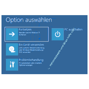 Das Menü der Windows Reparaturoptionen