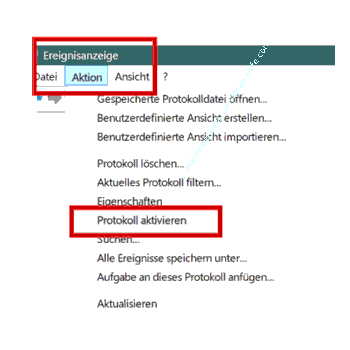 Das Protokoll Betriebsbereit über das Menü Aktion aktivieren