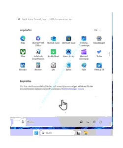 Das Standard Startmenü von Windows 11 in der Mitte der Taskleiste