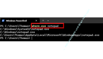 Das Tool where.exe in der PowerShell aufrufen