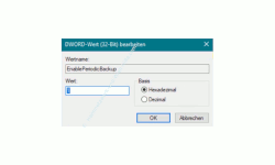 Windows 10 Tutorial - Eine automatische Sicherung der kompletten Registrierungsdatenbank konfigurieren! - Dem Dword EnablePeriodicBackup den Wert 1 vergeben 