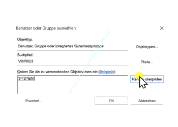 Der Aufgabe Systemrechte für die Ausführung zuweisen