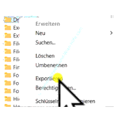 Der Exportieren Befehl für einen Registryschlüssel