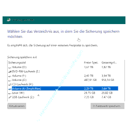  Dialog Verzeichnis wählen, in dem die Sicherung gespeichert werden soll