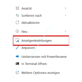 Die Desktopeinstellungen für Anpassungen der Anzeige aufrufen