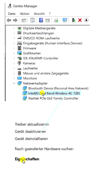 Die Eigenschaften einer Netzwerkkarte im Geräte-Manager aufrufen