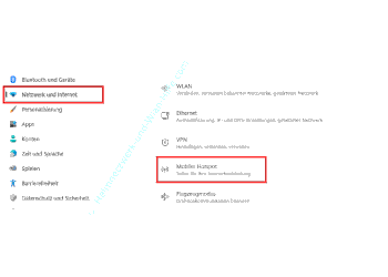 Die Einstellung mobiler Hotspot im Windows Einstellungen-Menü aktivieren 
