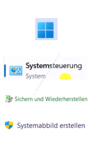 Die Einstellung Systemabbild erstellen aufrufen