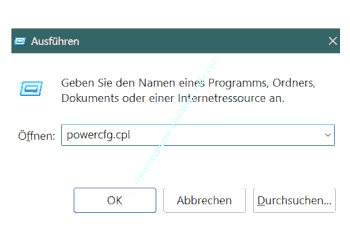 Die Energieoptionen über das Ausführen-Fenster und den Befehl powercfg.cplstarten