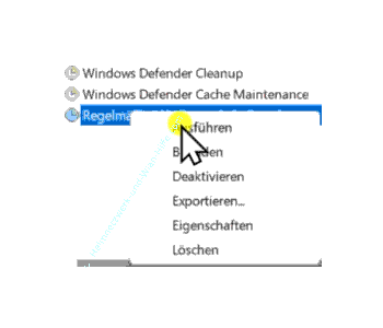 Die erstellte Aufgabe über das Kontextmenü starten