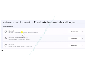Die erweiterten Netzwerkeisntellungen im neuen Konfigurationsmenü von Windows 11
