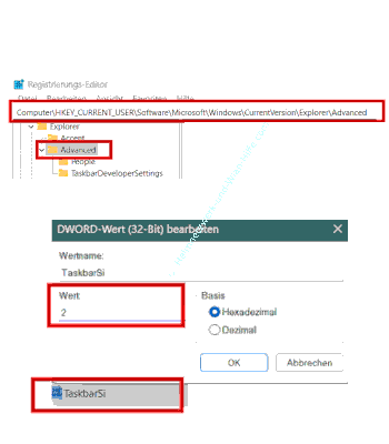 Die Größe der Taskleistenicons über die Registry anpassen