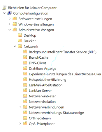 Die Gruppenrichtlinien für Netzwerkverbindungs-Statusanzeigen aufrufen