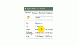 Windows 10 Tutorial - Veraltete Windows 10 Update-Dateien löschen! – Die Höhe des verwendeten Speicherplatzes des Ordners Installer anzeigen