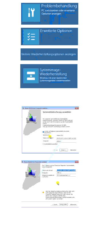 Die Systemimage-Wiederherstellung in den erweiterten Reparaturoptionen öffnen