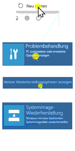 Die Systemimage-Wiederherstellung in den erweiterten Reparaturoptionen öffnen