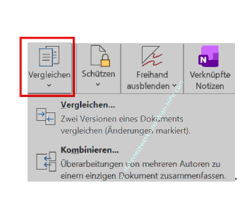 Die Word-Funktion Vergleichen von Dokumenten aufrufen