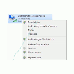 Netzwerk Tutorial: DNS-Serverprobleme beheben - Windows 7 - Kontextmenü Netzwerkadapter - Menüpunkt Eigenschaften