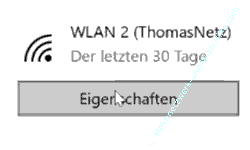  Eigenschaften Button einer Netzwerkverbindung im Windows 10 Netzwerkkonfigurationsmenü