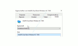 Windows 10 Netzwerk Tutorial - Den richtigen Treiber für deine Wlan-Netzwerkkarte finden! - Eigenschaften einer Wlan-Netzwerkkarte Register Details Bereich Eigenschaft 