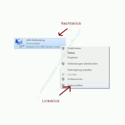 Heimnetzwerk Anleitungen: Feste IP-Adressen vergeben - Eigenschaftenfenster einer Netzwerkverbindung anzeigen lassen