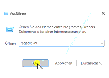Ein zusätzliche / weitere Instanz des Registrierungseditors mit regedit -m öffnen