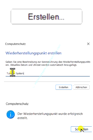 Einen Wiederherstellungspunkt erstellen