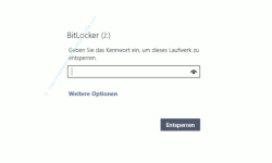 Windows 10  Tutorial - Datenträger, USB-Stick und externe Laufwerke sicher mit BitLocker verschlüsseln! - Eingabefeld für die Eingabe des Passwortes zum Entschlüsseln eines verschlüsselten Laufwerkes 